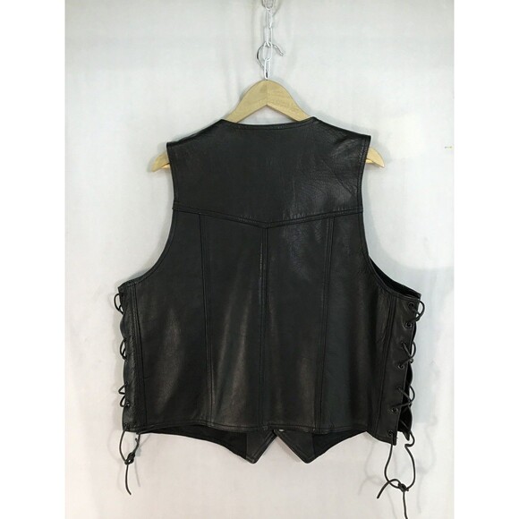 Pro Force Leather Vest Biker motorcycle Men's XL/2X Metalcore heavy metal Black - Picture 13 of 16